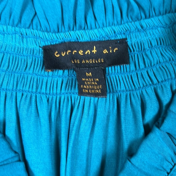 Current Air Mini Dress Smocked pleated Medium TEAL long sleeve tunic - Picture 5 of 8